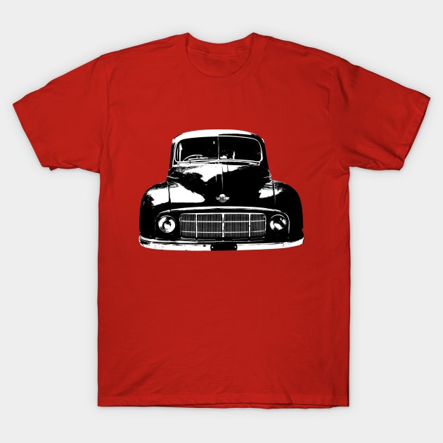 Morris Minor MM 1950s British classic car monoblock black and white T-Shirt by soitwouldseem